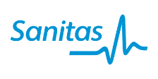 Logo de Sanitas con sus colores y elementos.