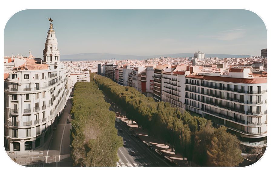 Fotografía que muestra una de las avenidas principales de la ciudad de Madrid